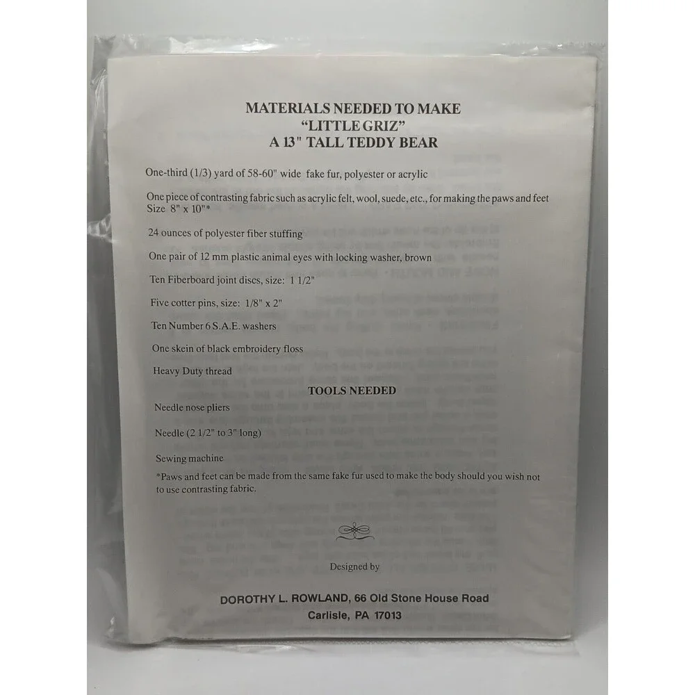 2) Dorothy L. Rowland Pattern & Instructions For Making 